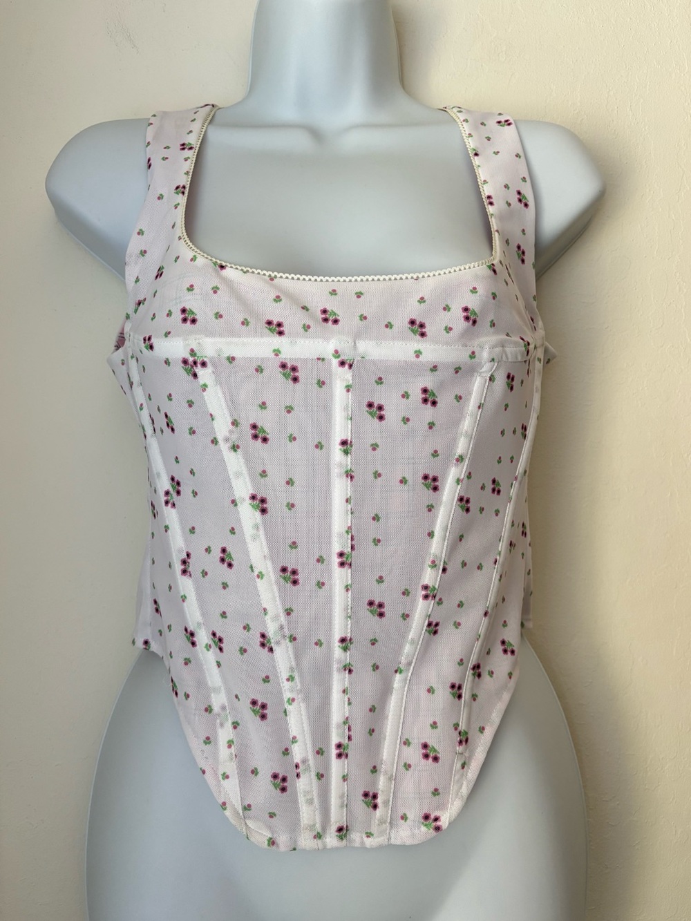 Miaou Campbell Corset in Pink Size Medium Ditsy Floral Feminine Cottagecore Chic